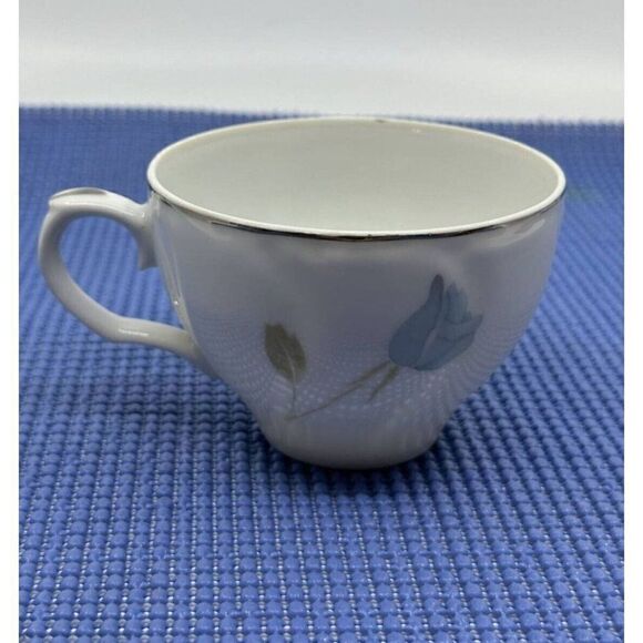 Jonas Roberts #542 Blue Tea Rose Round Snack Plates W/ Cups 8 Piece Set 9" - Picture 9 of 16